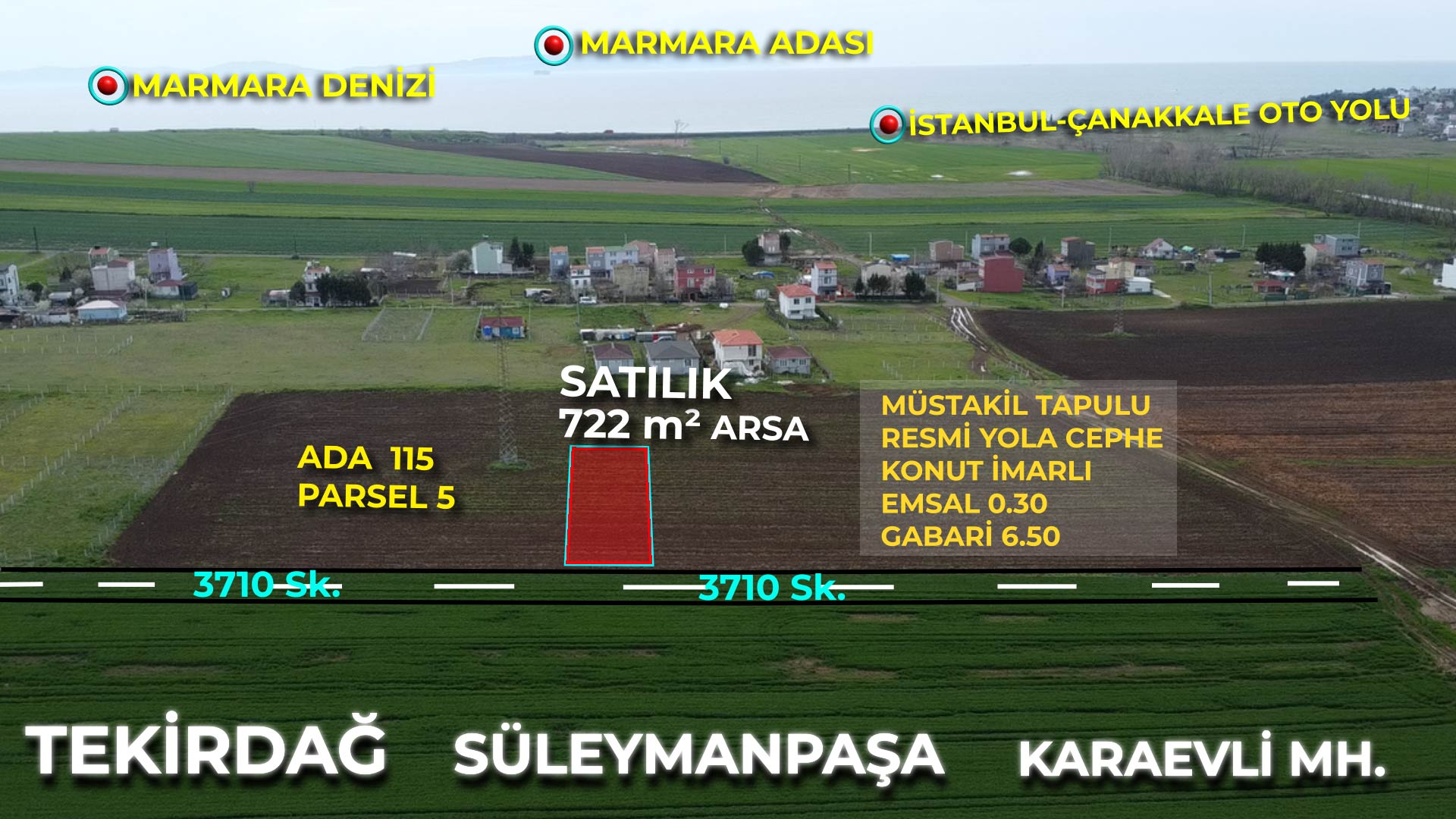 TEKİRDAĞ SÜLEYMANPAŞA KARAEVLİ-BAHÇELİEVLER YATIRIMA UYGUN ARSA