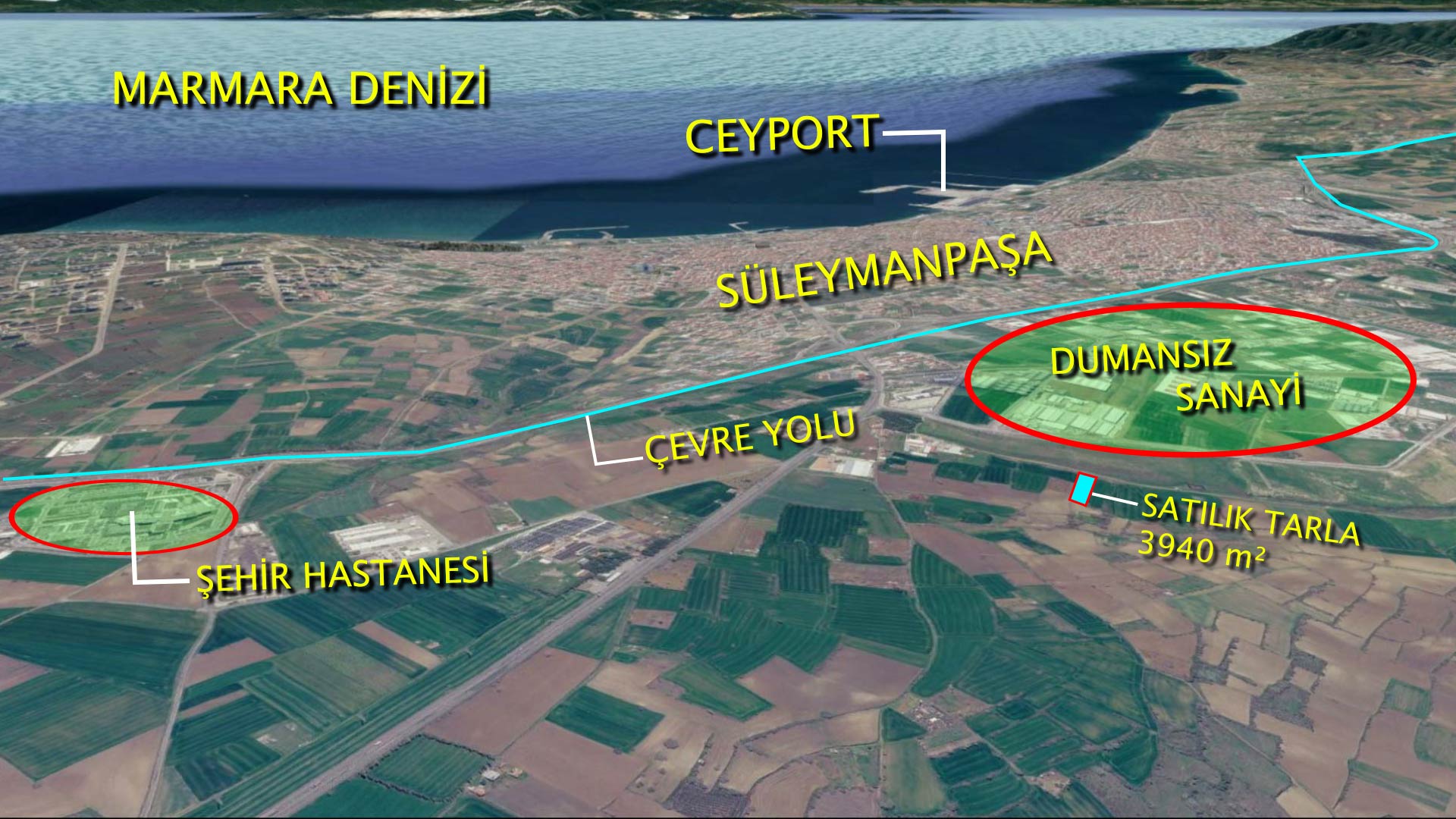 TEKİRDAĞ ZAFER MAHALLESİNDE İMAR PLANI BİTİŞİĞİ 3.910 M² TARLA