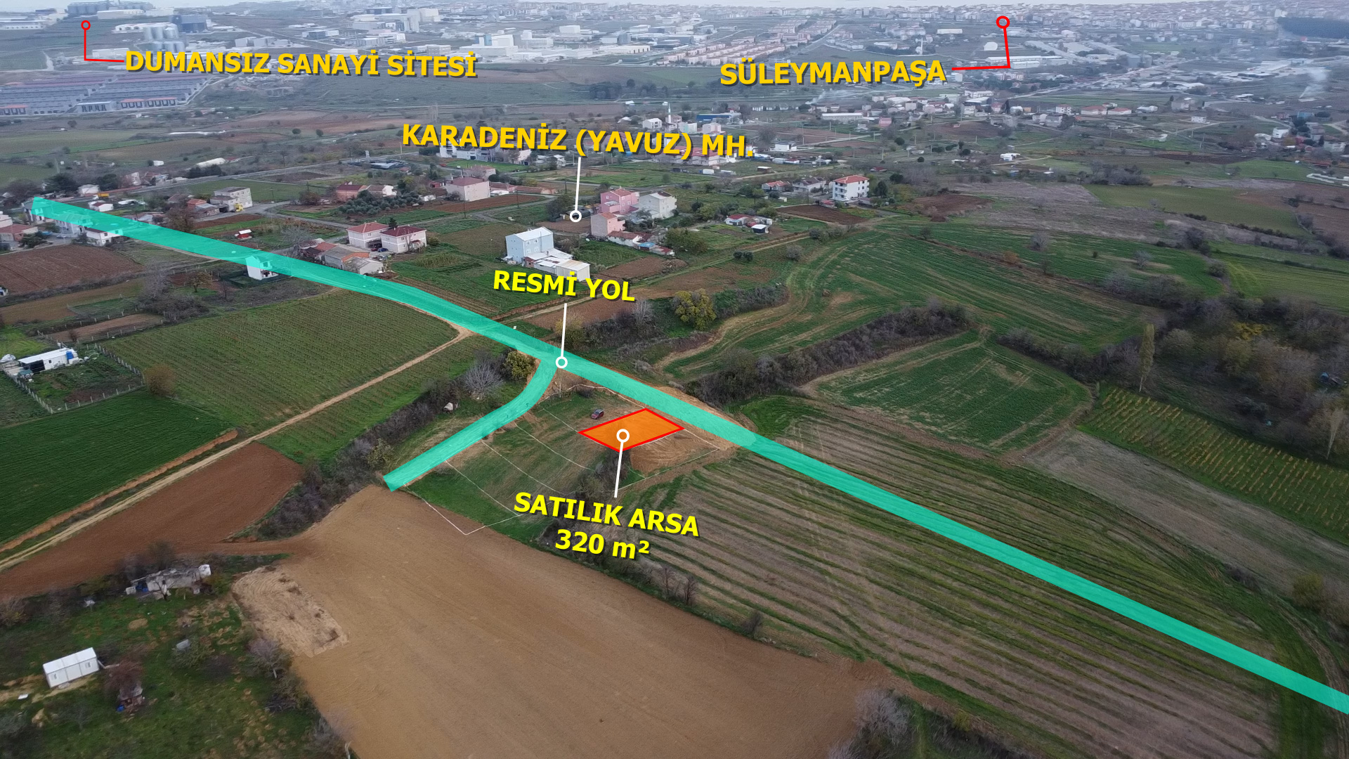 TEKİRDAĞ SÜLEYMANPAŞA KARADENİZ MH. KONUT İMARLI 320 m² ARSA