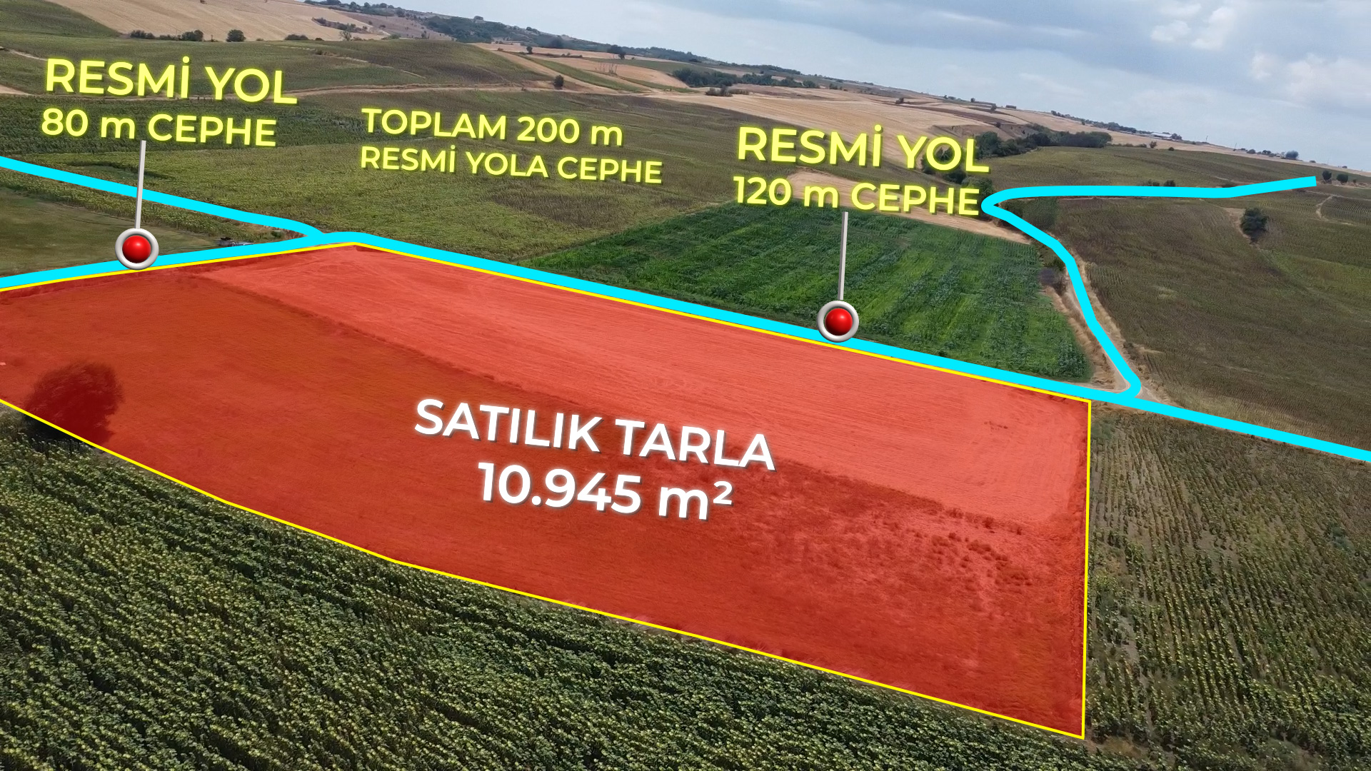 TEKİRDAĞ MALKARA İBRİBEY'DE 10945m² YATIRIMA UYGUN VERİMLİ TARLA