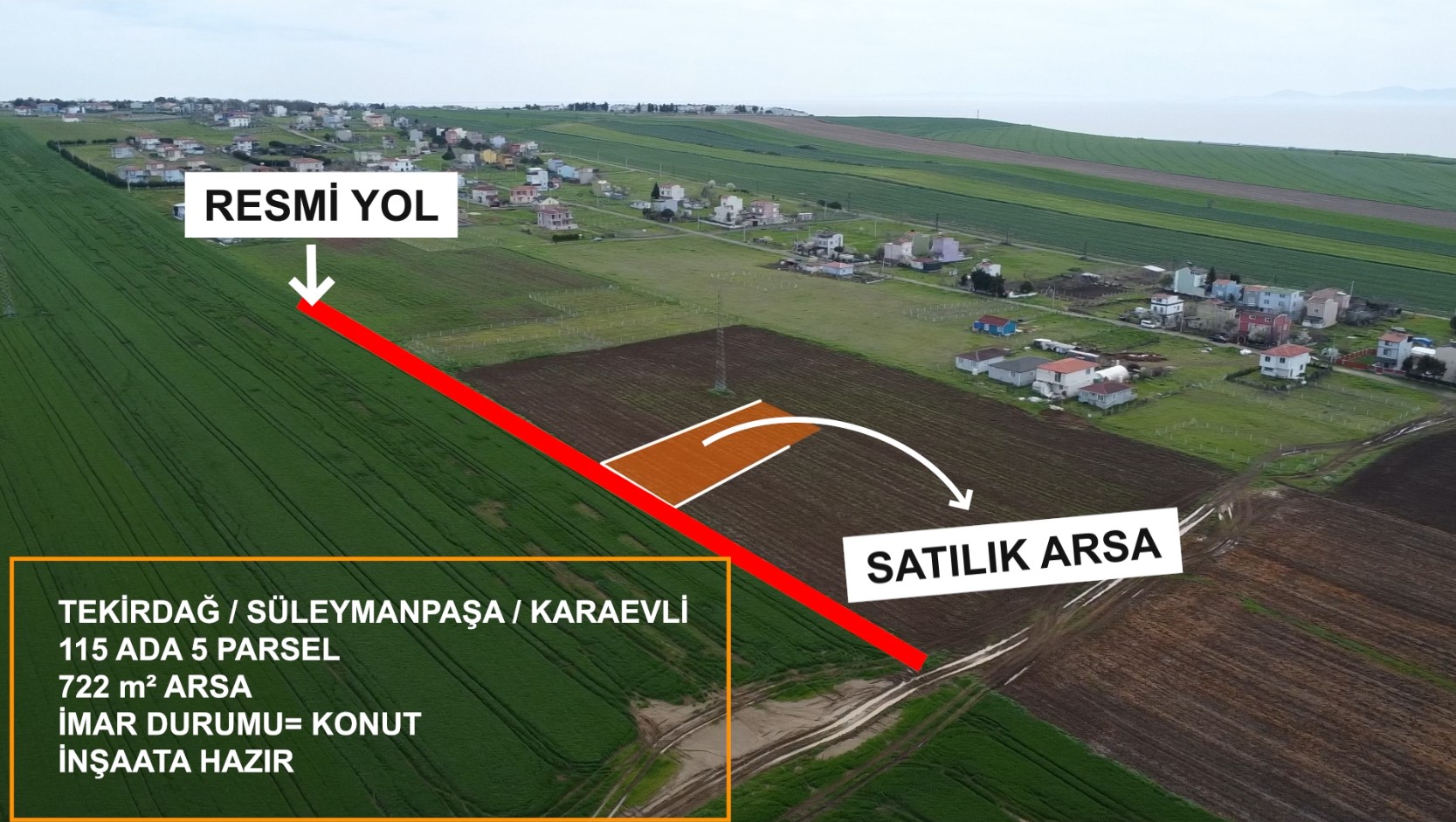 TEKİRDAĞ SÜLEYMANPAŞA KARAEVLİ-BAHÇELİEVLER YATIRIMA UYGUN ARSA