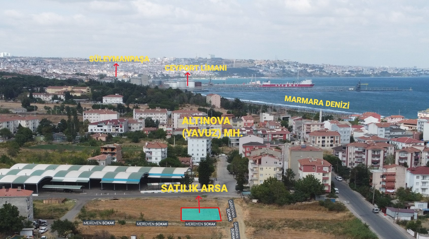 ALTINOVA PAZAR YERİ DİBİNDE-365 m² İNŞAATA HAZIR ARSA